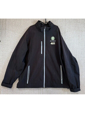 Mens Sz 4XL Oakland A's Black Full Zip Jacket Windbreaker CLIQUE